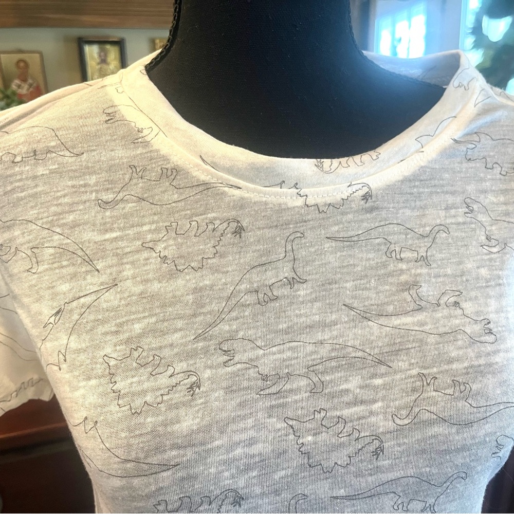 Modcloth Zoe + Liv Dinosaur Sketch Print Tee - White